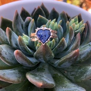 VTG Heart Wrap Blue Gemstone Silver Tone Ring 7